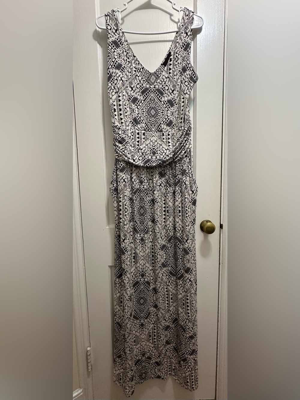 Cynthia Rowley: 1X Black and White Geometric Maxi Dress